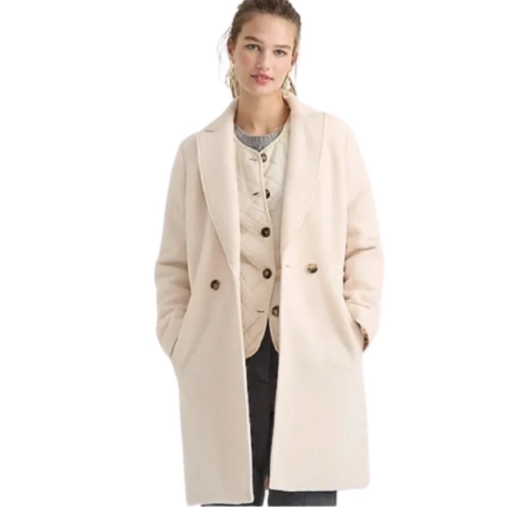 J. Crew Daphne Topcoat Italian Boiled Wool in Ivory Cream